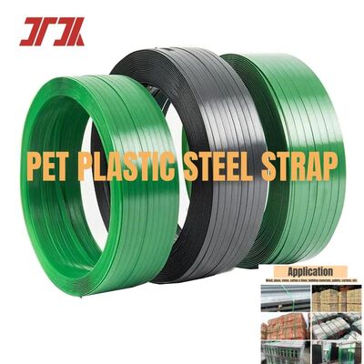 高品質 9-32mm 幅 天候耐性 自動ストラッピングマシン用 凸起式 PET 梱包ストラップ