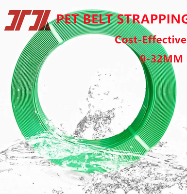 強張力グリーンエムボスプラスチックPETストラッパー パレット用 重荷荷物梱包 9-32mm 許容度 ±0.3mm